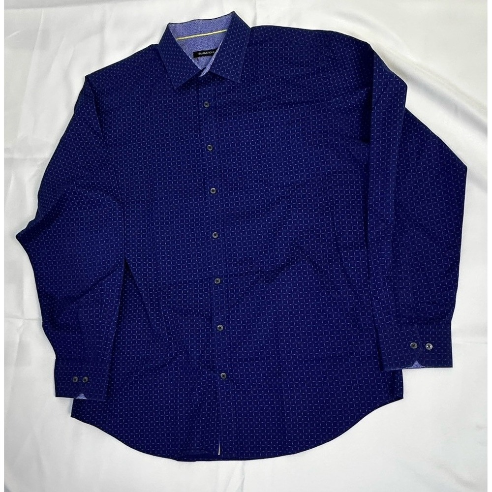 Bugatchi Long-sleeve Button-down Shirt with Small Geometric Pattern Men's Sz XXL